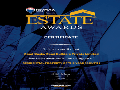 Award for ABAD OASIS ABAD Infra Pinnacle, Thiruvalla Handover